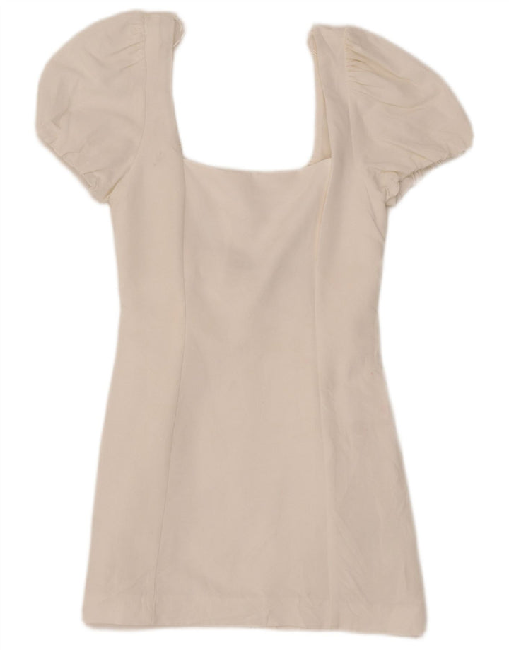 Zara Mujer Vestido Tubo UK 8 Small Viscosa Blanca