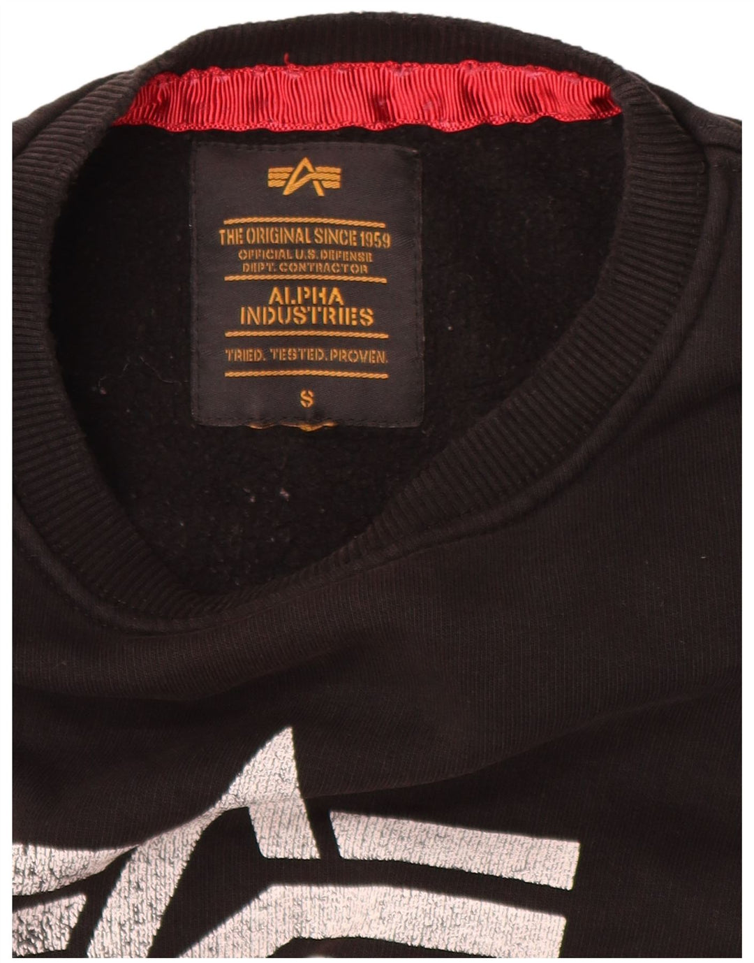 Alpha Industries Mens Graphic Sudadera Jumper Pequeño Negro