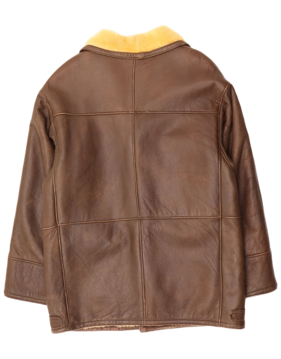 Vintage hombres shearling abrigo Reino Unido 40 marrón grande