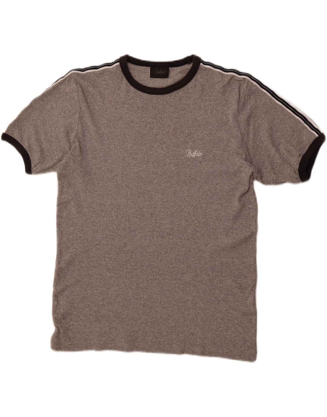 BUFFALO Camiseta Hombre Top Algodón Gris Medio