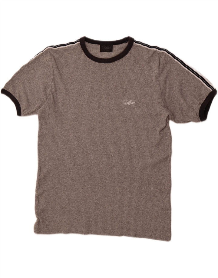 BUFFALO Camiseta Hombre Top Algodón Gris Medio