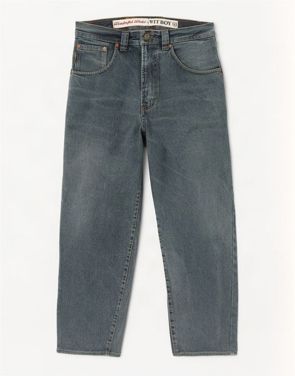 Wit Boy Vaqueros cónicos de cintura alta para hombre W31 L29 Azul