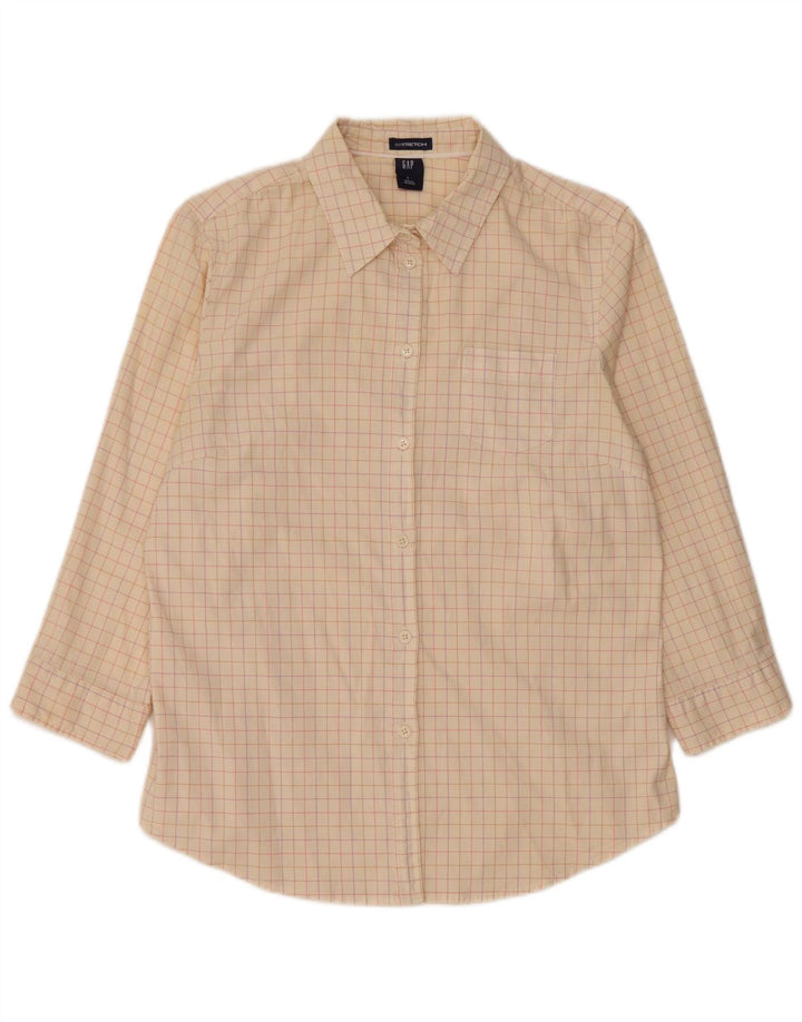 Camisa de manga 3/4 para mujer Gap UK 46 Large Beige Check