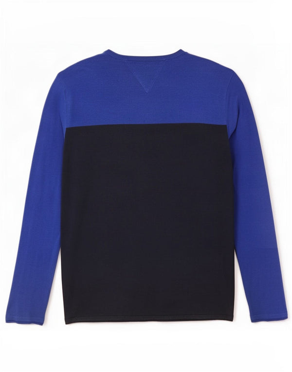 Tommy Hilfiger Top de hombre de manga larga de algodón color block en azul pequeño