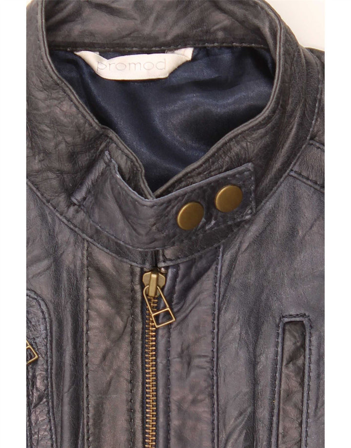 Promod Chaqueta de cuero para mujer UK 44 Azul marino mediano