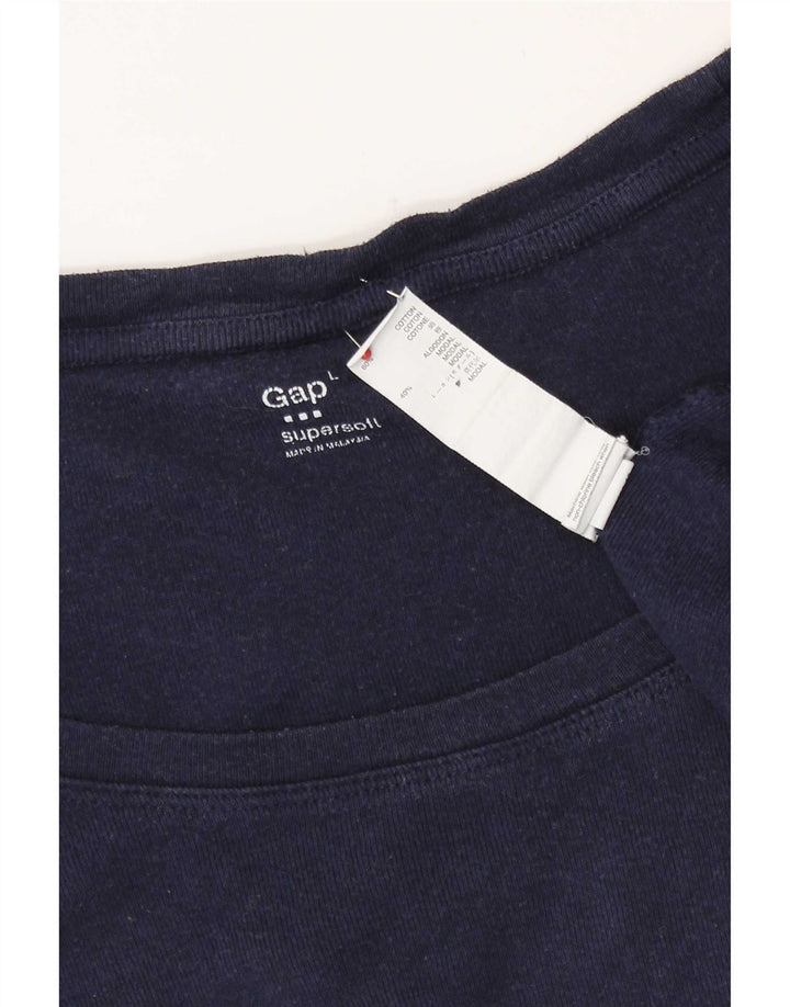 Gap Mujer Top Manga Larga UK 44 Grande Azul Marino Algodón