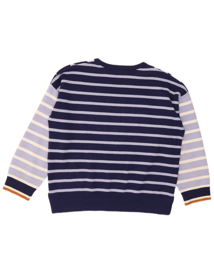 WHITE STUFF Suéter tipo jersey con cuello redondo para mujer UK 40 Grande Azul marino a rayas