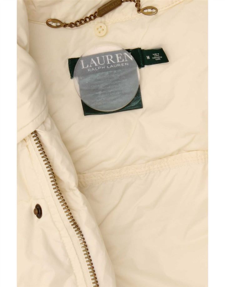 Ralph Lauren Abrigo acolchado para mujer UK 14 Medium Off White Nylon