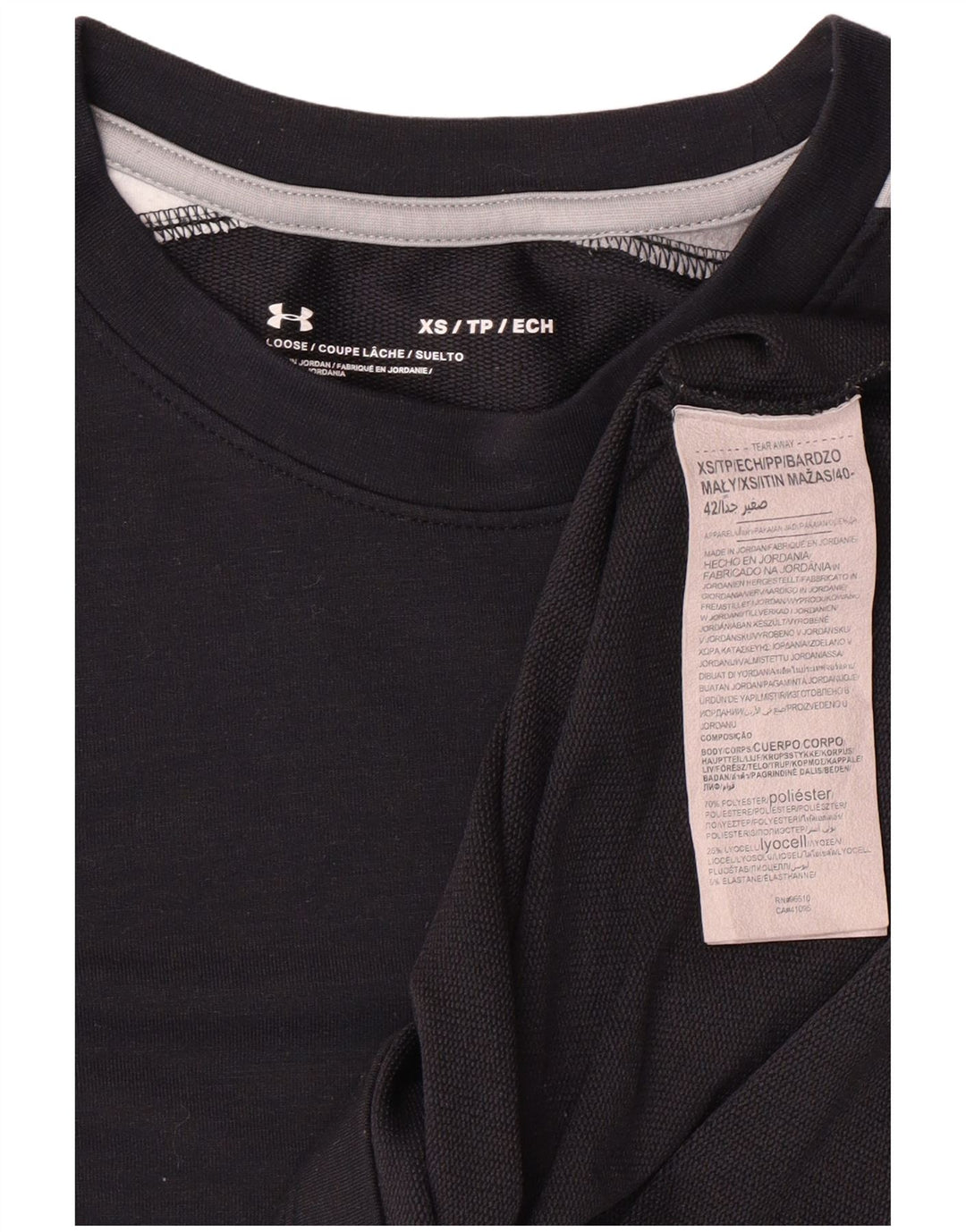UNDER ARMOUR Camiseta holgada de manga larga para mujer UK 6 XS Bloque de color negro