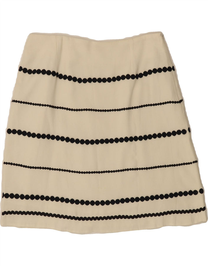 ROUGE A LEVRES Womens A-Line Skirt IT 42 Medium W28  Off White Striped Vintage Rouge A Levres and Second-Hand Rouge A Levres from Messina Hembry 