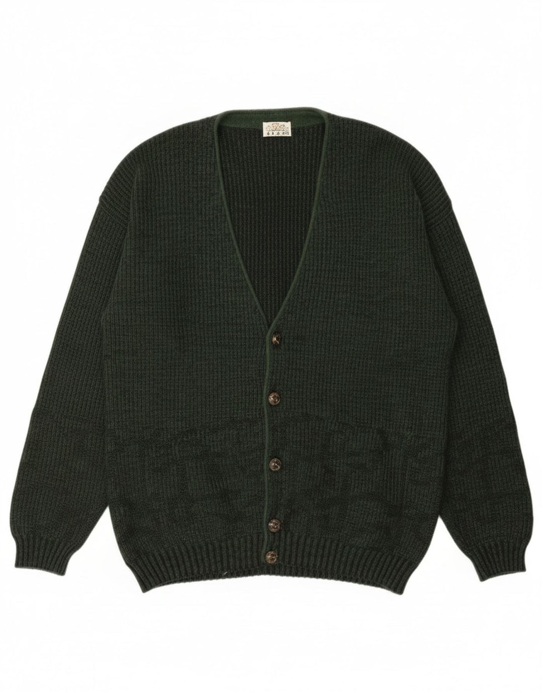 Vintage hombres Cardigan suéter grande verde