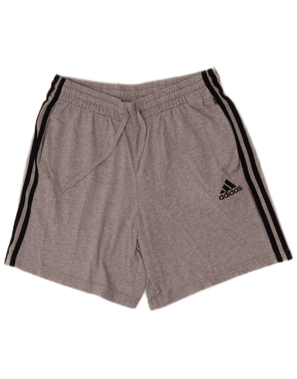 Pantalones cortos deportivos Adidas para hombre de algodón gris medio