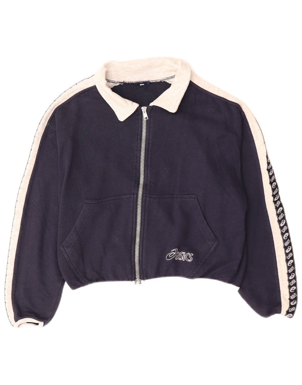 Asics Mujer Graphic Chándal Top Chaqueta UK 10 Small Azul Marino Colorblock
