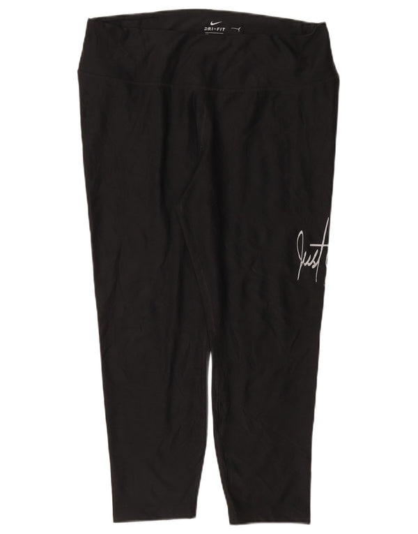 NIKE Leggings capri gráficos Dri Fit para mujer UK 40 XL Poliéster negro