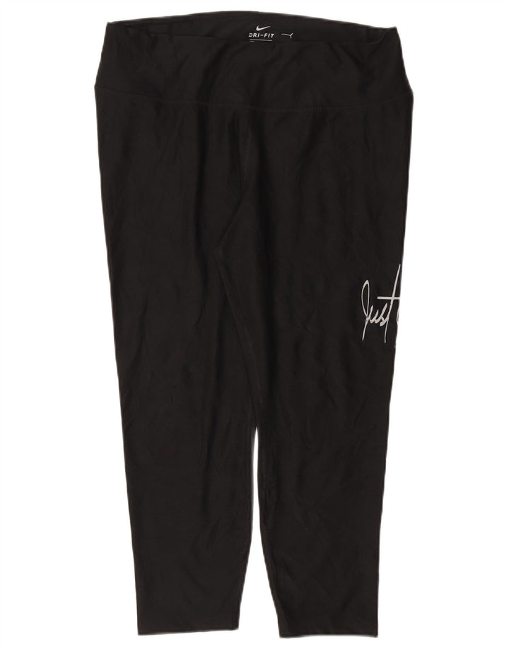 NIKE Leggings capri gráficos Dri Fit para mujer UK 40 XL Poliéster negro