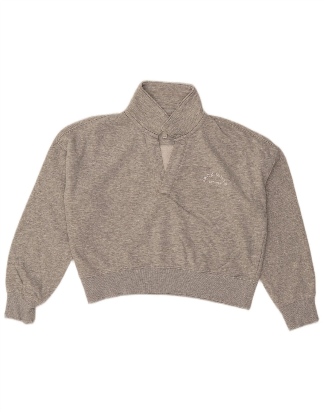 Jack Wills Sudadera corta extragrande para mujer UK 8 Small Grey Moteado