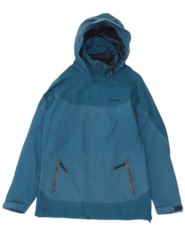 Berghaus Chaqueta impermeable extragrande con capucha para mujer UK 40 Small Blue Colourblock