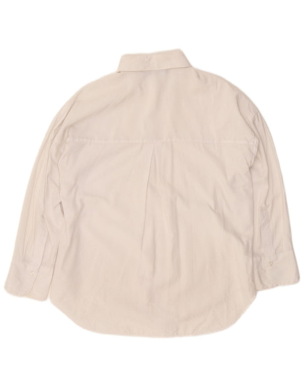ZARA Mujer Camisa Oversize UK 10 Small Algodón Blanco
