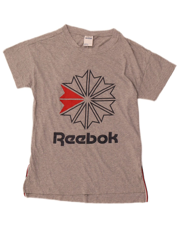 REEBOK Camiseta clásica con gráfico para mujer UK 40 Algodón gris medio
