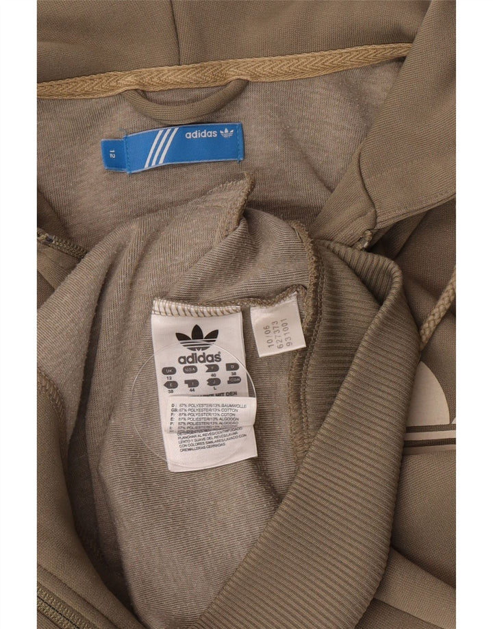 Adidas - Sudadera con capucha para mujer con cremallera, poliéster, color caqui, talla 12