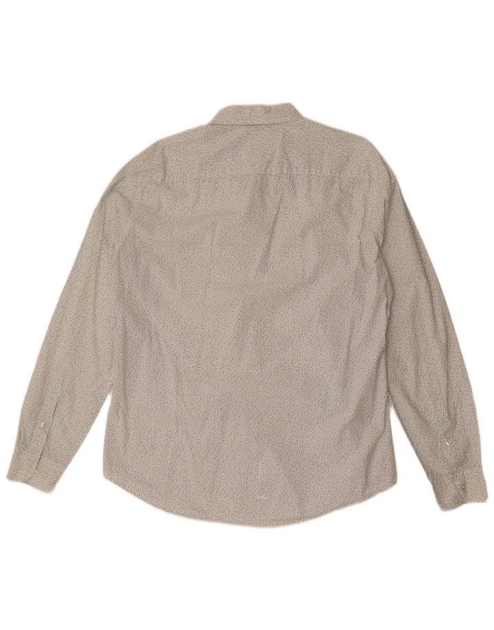 BENETTON Camisa slim fit para hombre, talla grande, blanca con lunares
