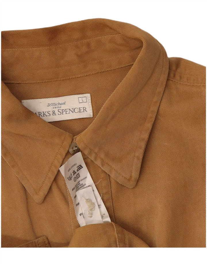 Camisa Marks & Spencer Hombre Lyocell Beige Grande