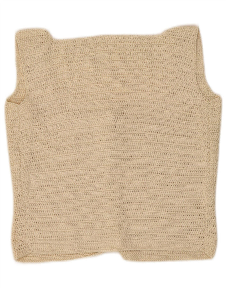 Vintage mujer crop top Reino Unido 10 pequeño blanco apagado