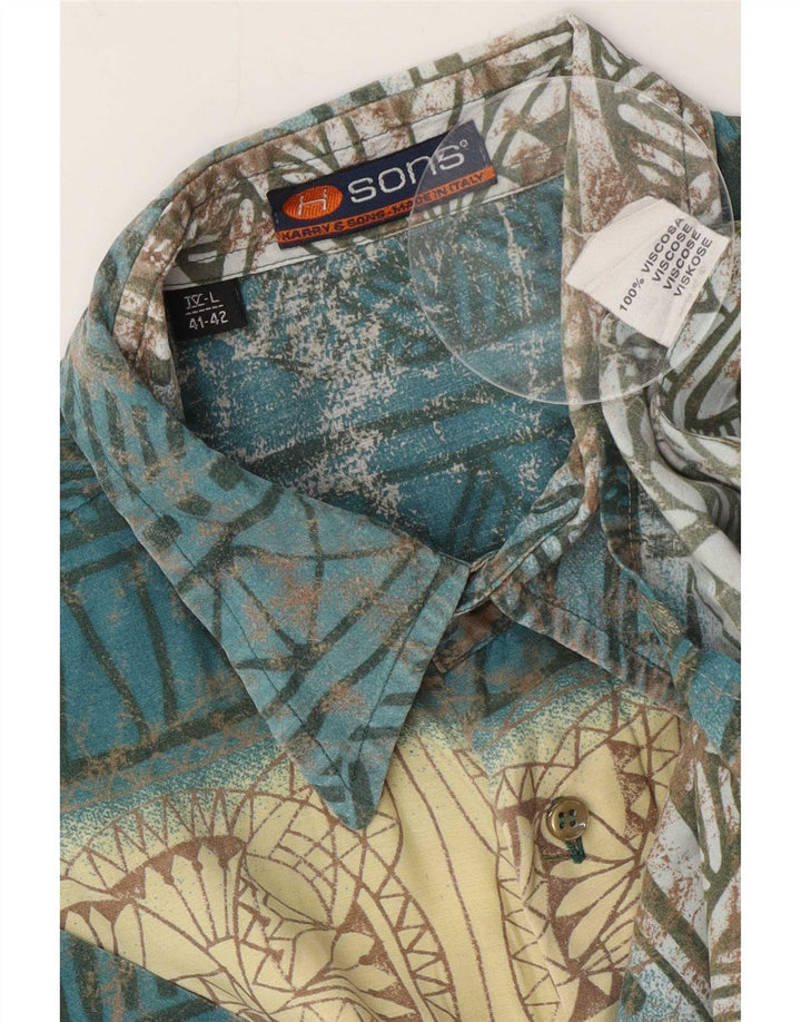 Harry & Sons Camisa para hombre Talla 41/42 Grande Multicolor Geométrica