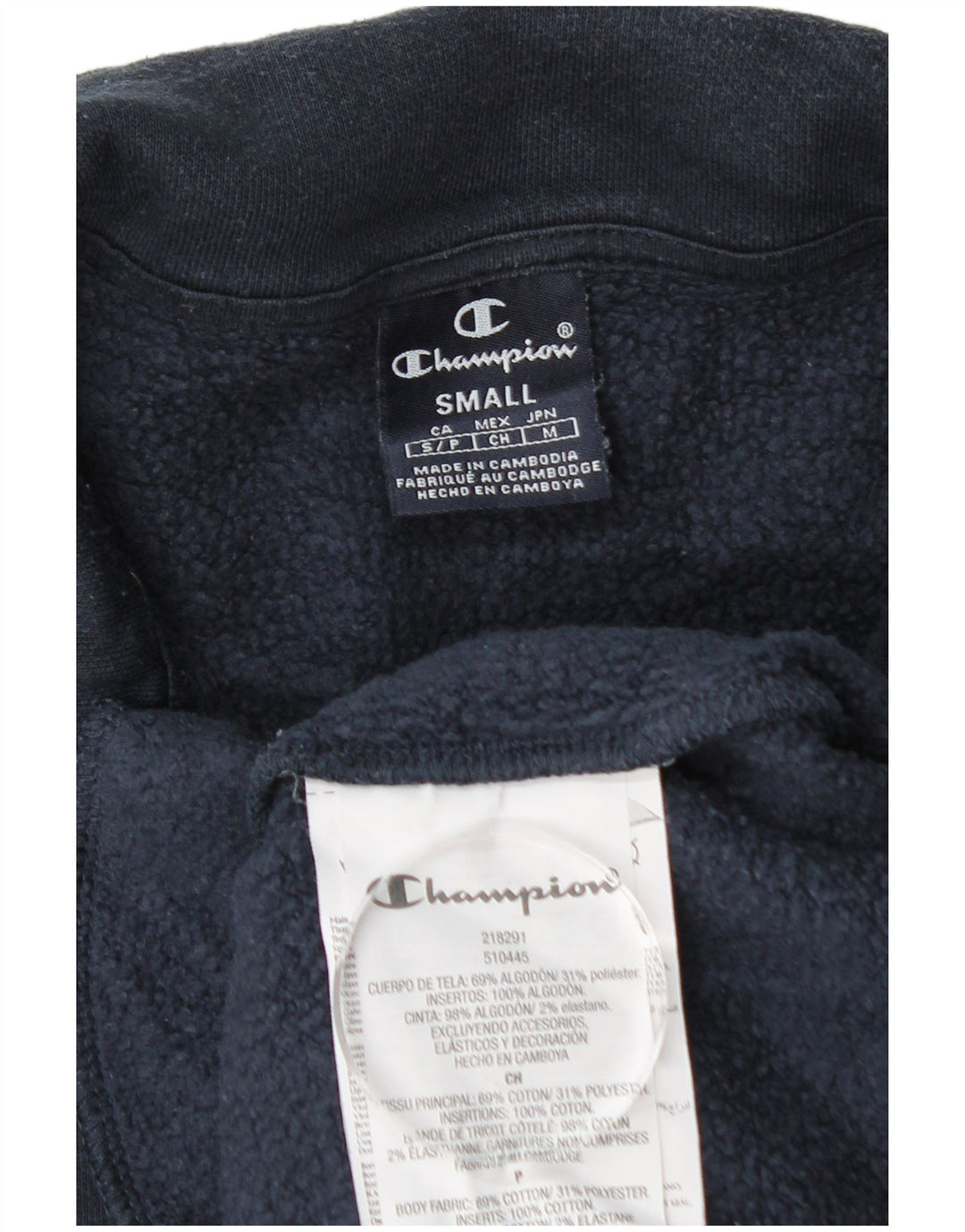 Champion Sudadera con cuello con cremallera para hombre, jersey pequeño de algodón azul marino