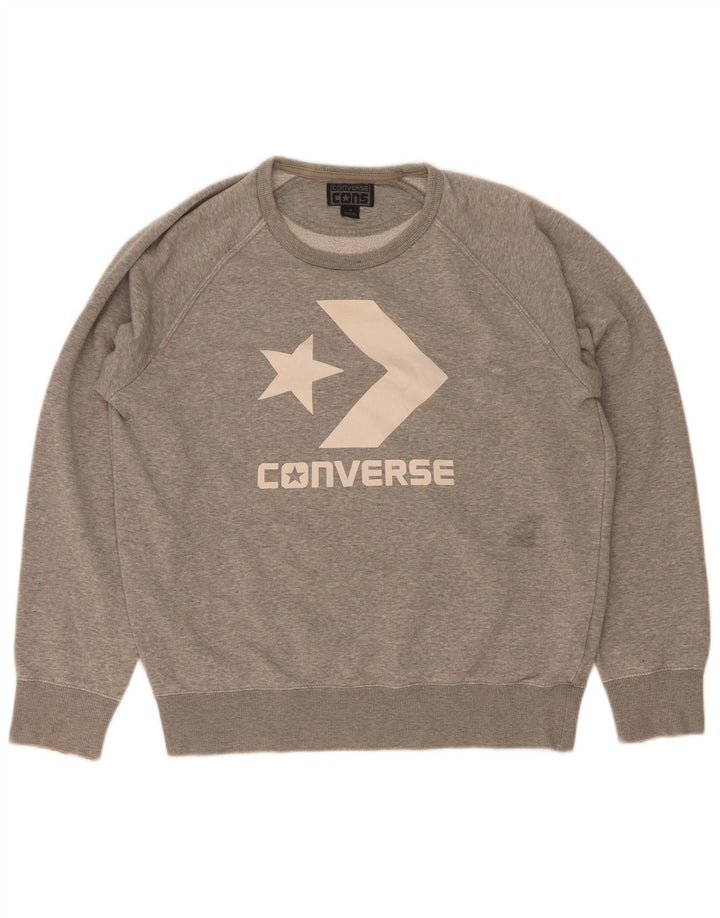Converse Mujer Graphic Sudadera Jumper UK 14 Algodón Gris Medio