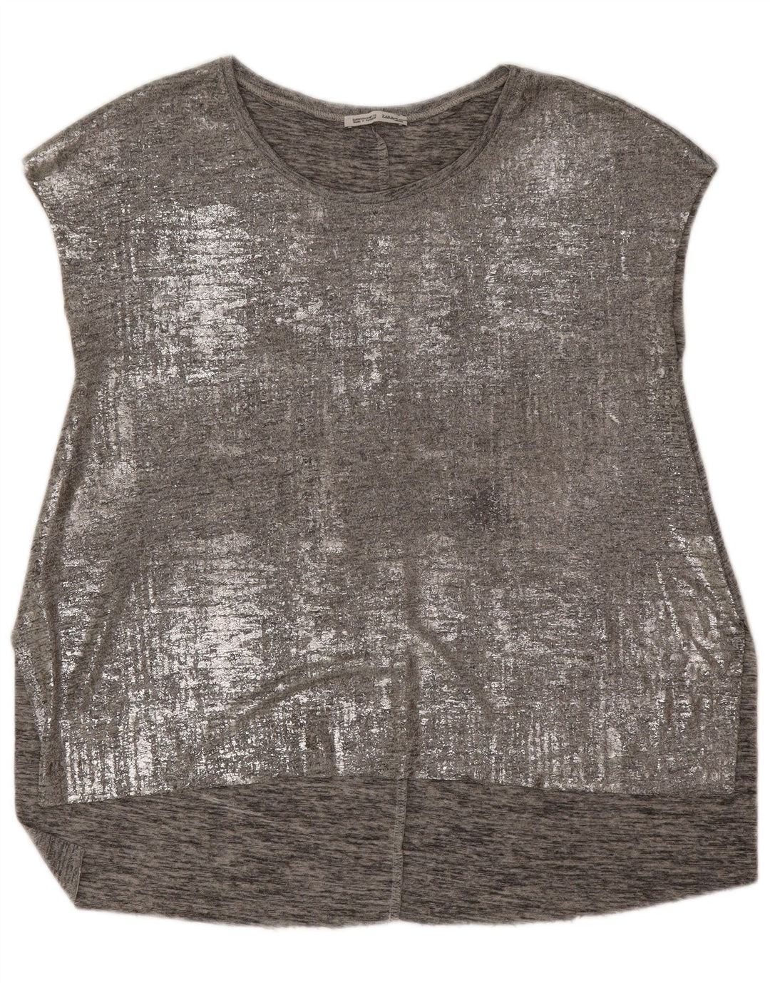 Zara Mujer Blusa Sin Mangas Top UK 44 Gris Medio