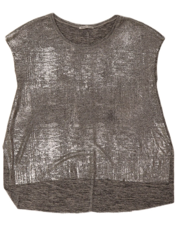Zara Mujer Blusa Sin Mangas Top UK 44 Gris Medio
