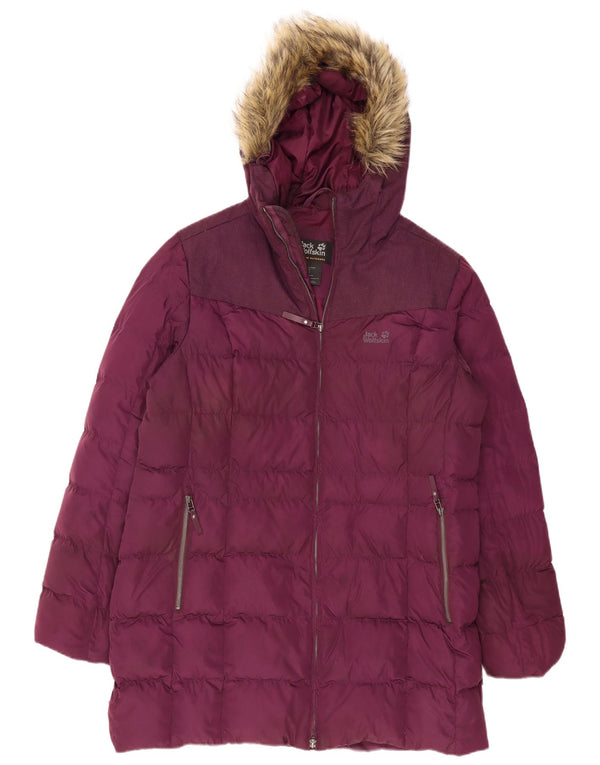 Jack Wolfskin Abrigo acolchado con capucha para mujer UK 20 2XL Poliéster burdeos