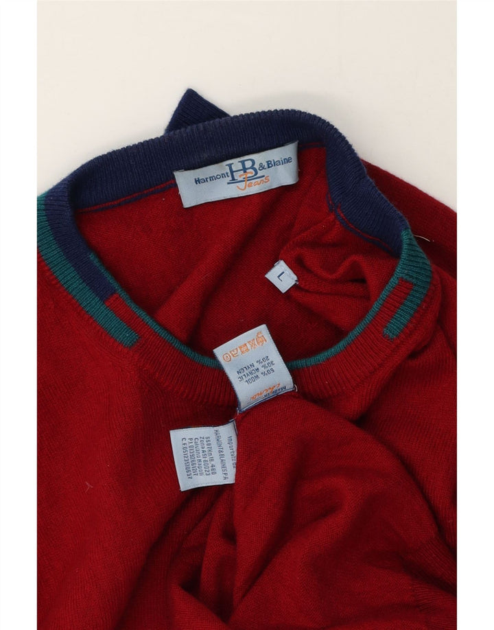 Harmont & Blaine Jersey De Cuello Redondo Para Hombre De Lana Color Block Rojo Grande