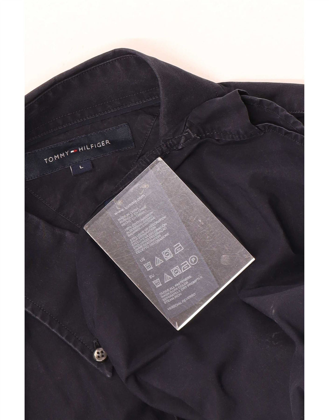Camisa Tommy Hilfiger Hombre Estampada Grande Algodón Azul Marino