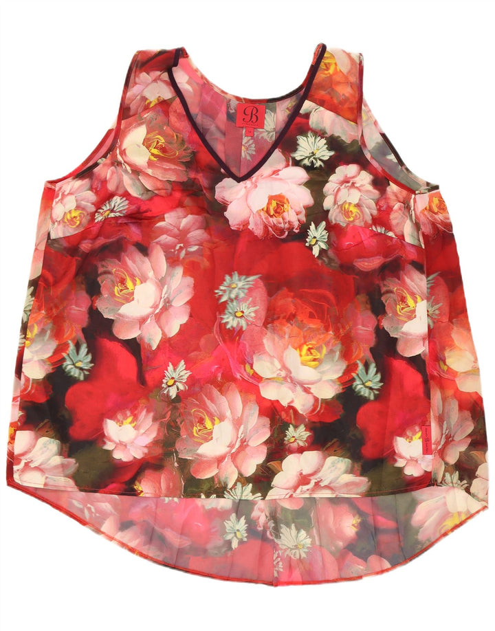 Ted Baker Blusa para mujer Top UK 44 Poliéster floral rojo grande