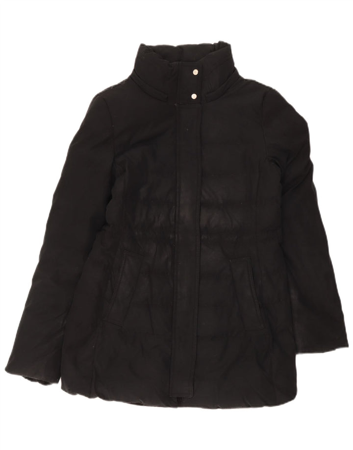 Zara Mujer Chaqueta Acolchada UK 10 Small Algodón Negro