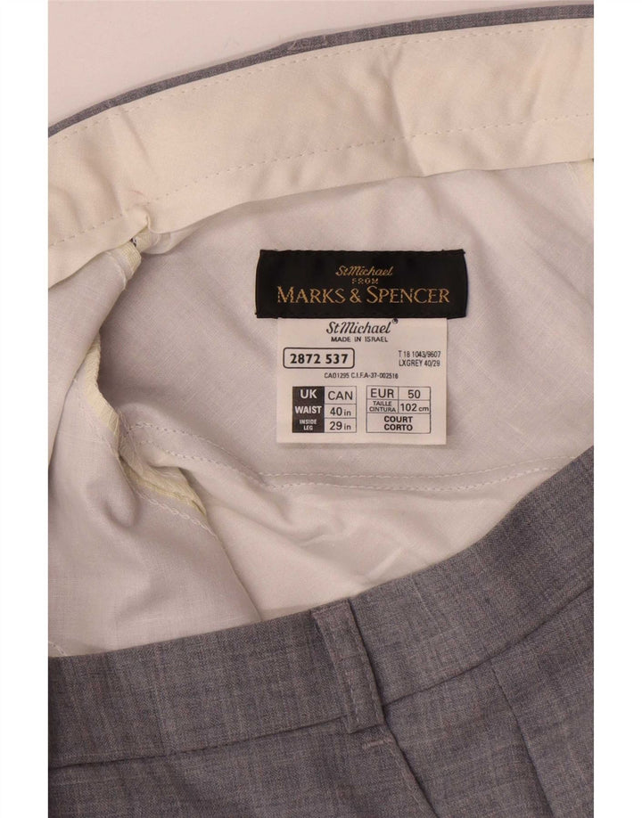 Marks & Spencer Pantalón de traje recto para hombre W40 L29 Poliéster gris