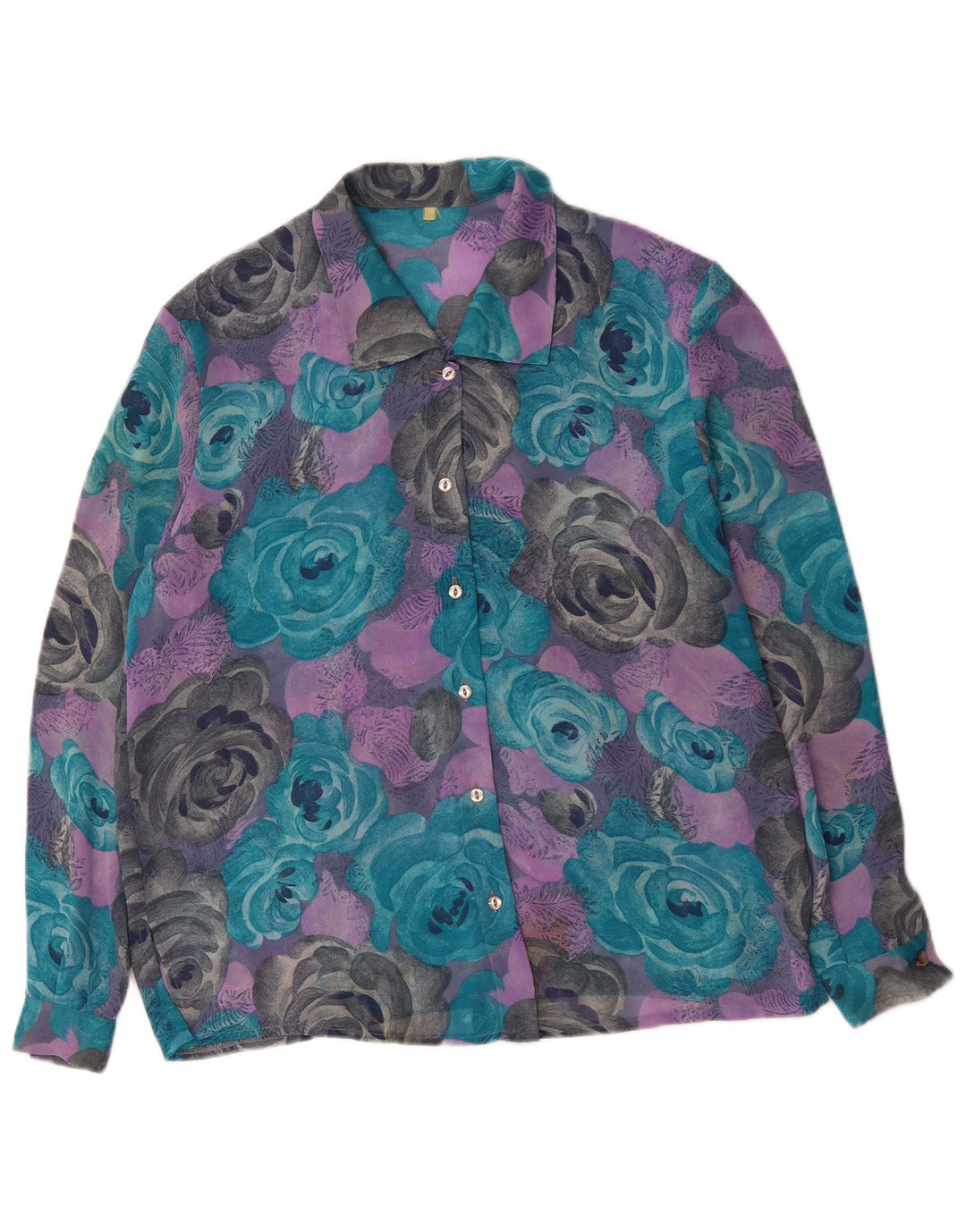 VINTAGE Blusa camisa mujer Reino Unido 18 XL Multicolor Floral