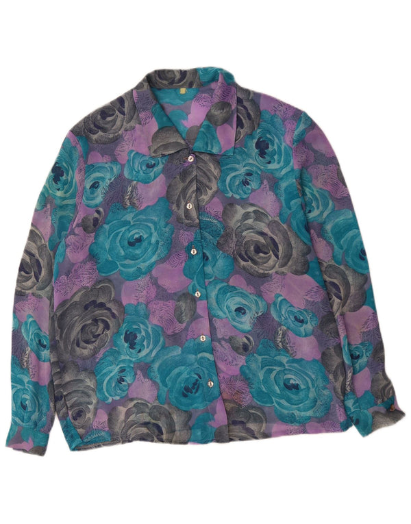 VINTAGE Blusa camisa mujer Reino Unido 18 XL Multicolor Floral