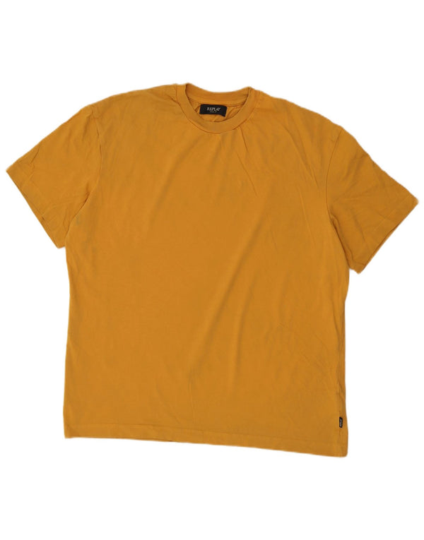 Replay Camiseta gráfica para hombre Top 2XL Algodón amarillo