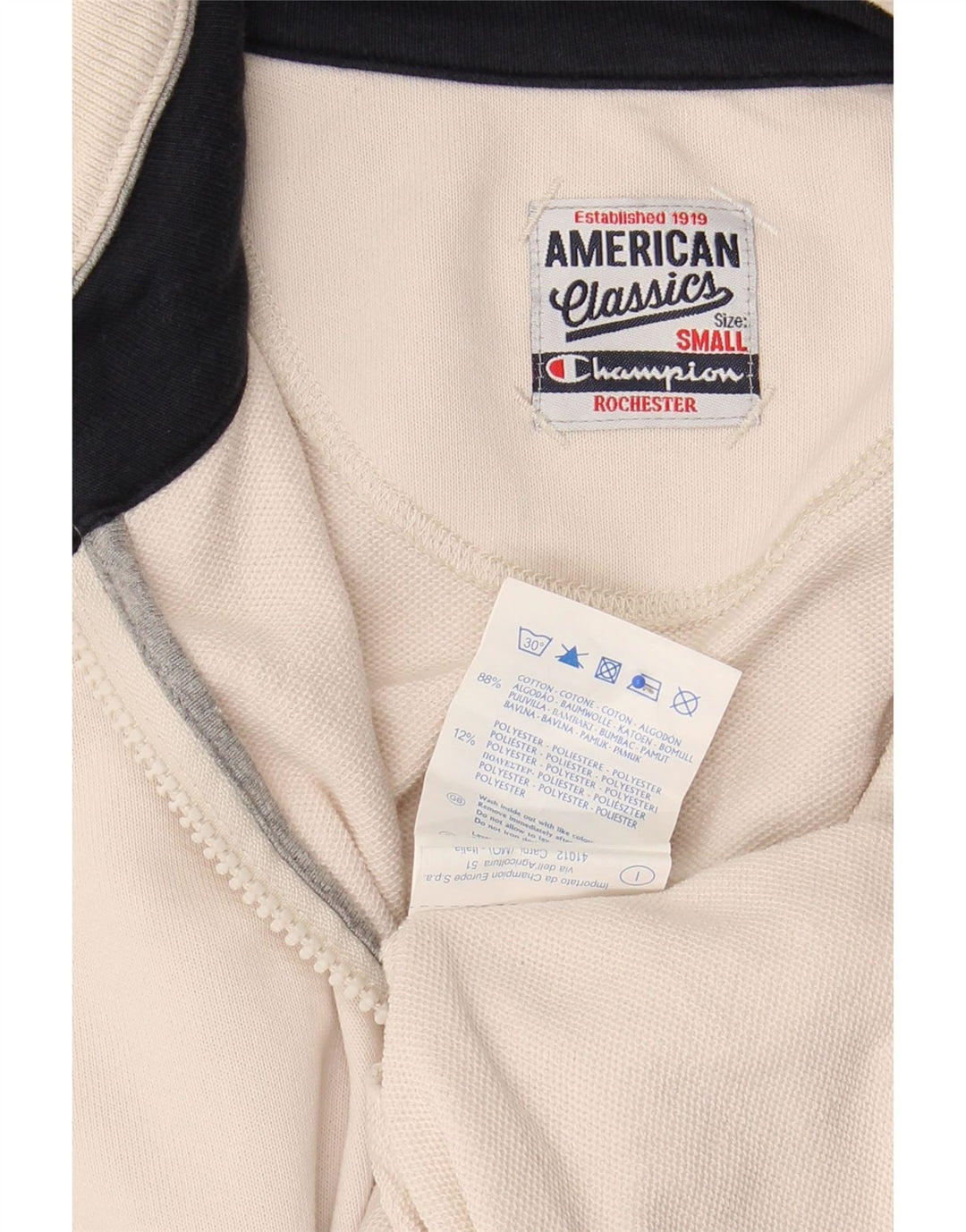 CHAMPION Chaqueta de chándal para hombre pequeña de algodón blanco roto