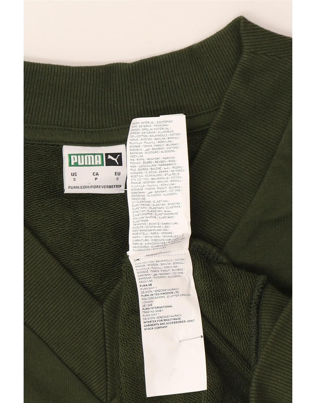 PUMA Sudadera sin mangas para hombre Jumper Small Green Cotton
