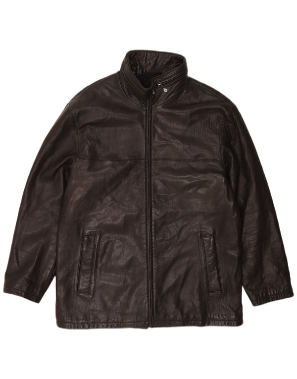 Pierre Cardin Chaqueta de cuero con capucha para hombre UK 44 2XL Negro