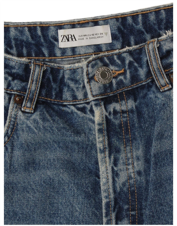 Zara Vaqueros cortos de cintura alta para mujer EU 44 XL W34 L26 Algodón azul