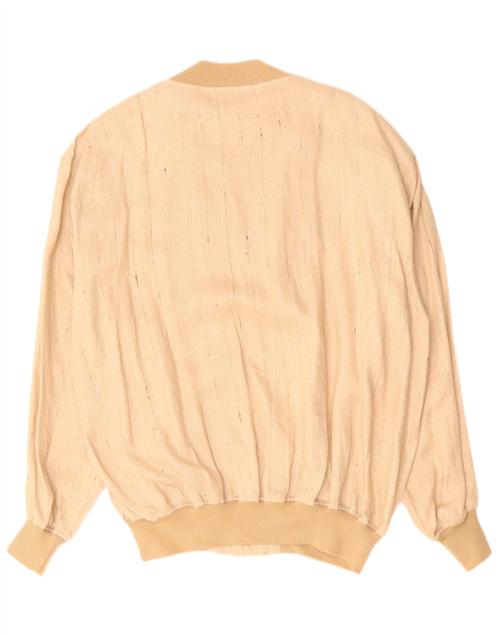 VINTAGE Chaqueta bomber para hombre Reino Unido 42 XL Lino a rayas beige