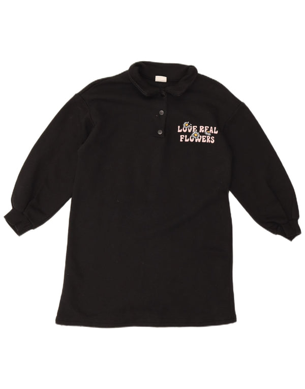 Zara Vestido Polo Niña Manga Larga Estampado 9-10 Años Algodón Negro