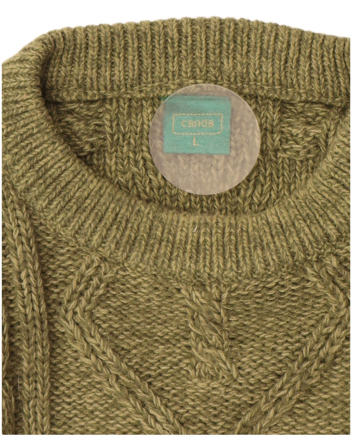 Canda - Jersey de cuello redondo para hombre, acrílico verde grande