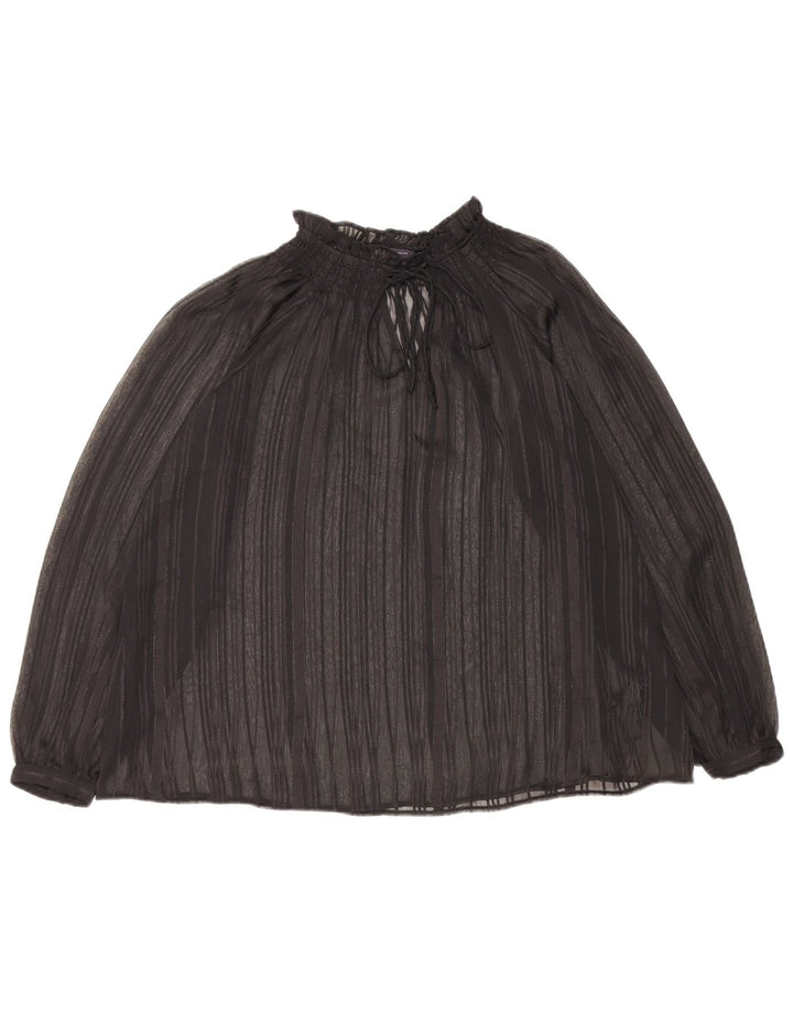 Marks & Spencer Top extragrande transparente de manga larga para mujer UK 6 XS Negro