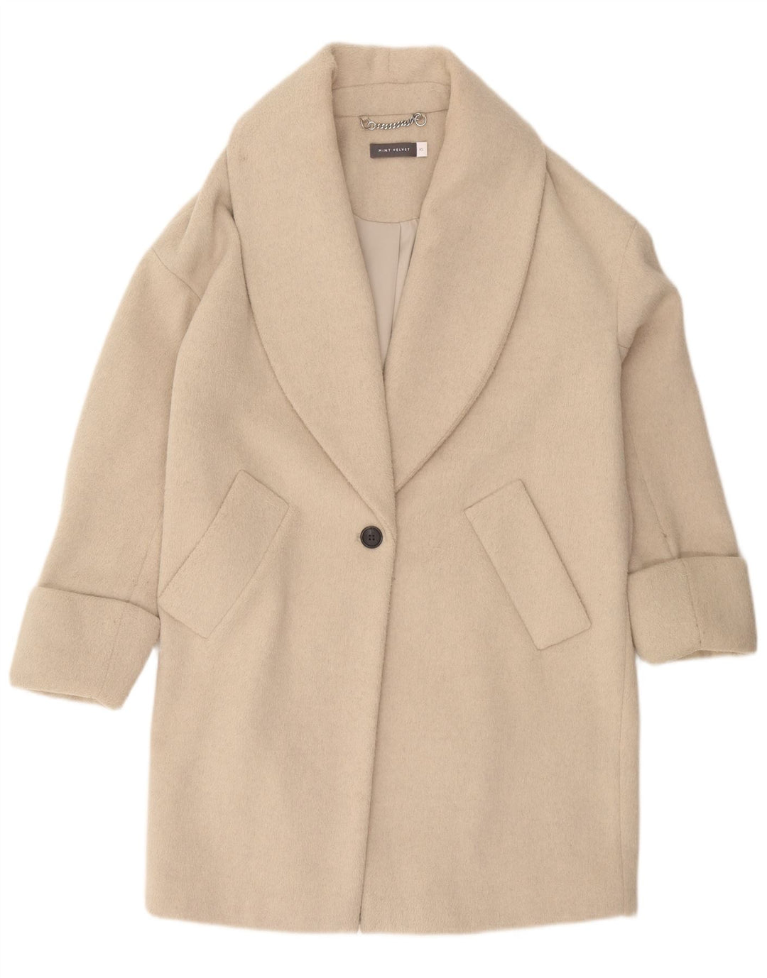 MINT VELVET Abrigo extragrande para mujer UK 6 XS Beige Poliéster